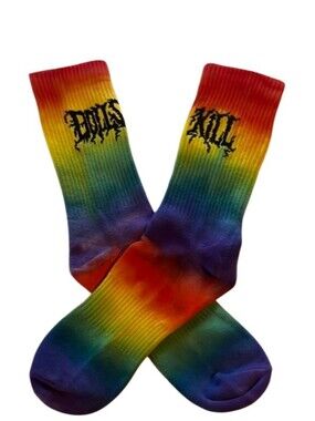 Tie-Dye Rainbow Crew Socks with Script Logo